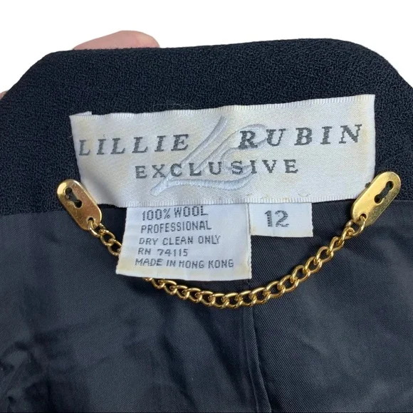 Vintage Lillie Rubin Exclusive Black Heavily Beaded Wool Bead Embellished Jacket - Picture 11 of 14